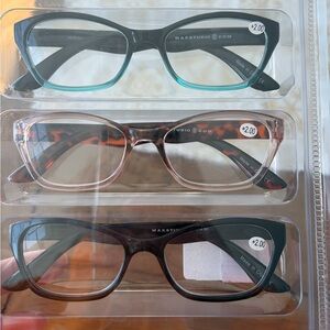 Max Studio Black, Tortoiseshell, and Teal Eyeglasses Trio